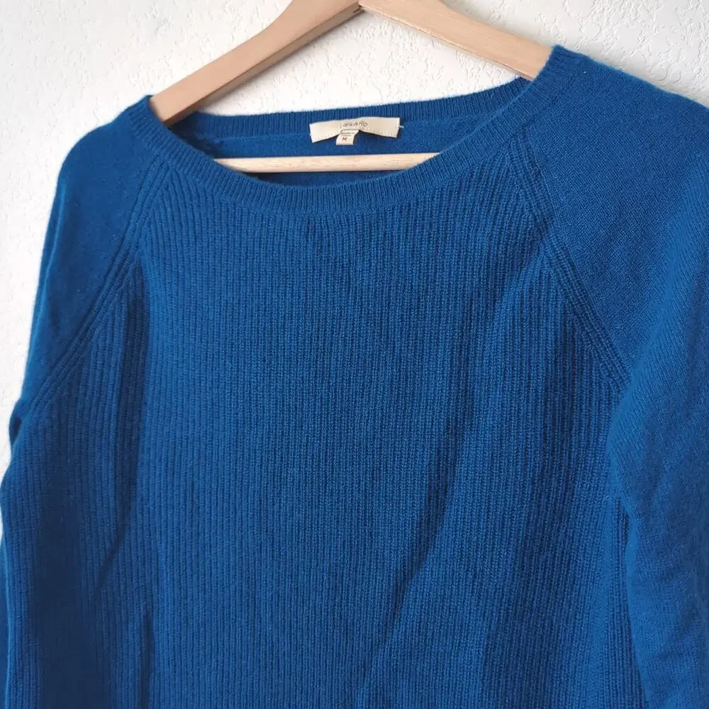 Lark‎ & Ro Womens Sweater Sz Medium Blue 100% Cashmere Luxury Soft Ribbed Preppy